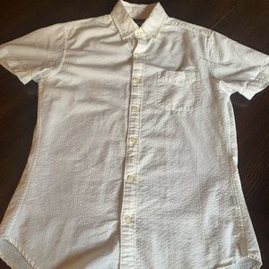 Men's White Small Slim Bonobos Short Sleave Textured Button Up
